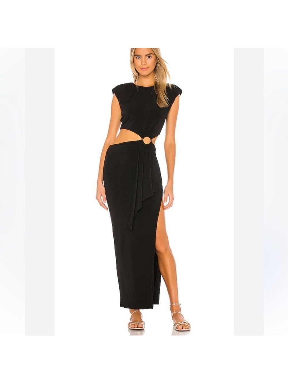 Lovers + Friends Black Encore Cutout Maxi Dress with Side Slit